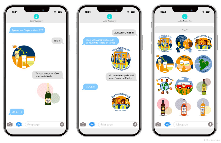 Application mobile stickers Pernod Ricard messager