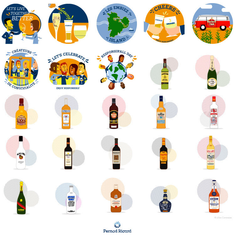  Illustration of stickers for Ricard by Pernod Ricard